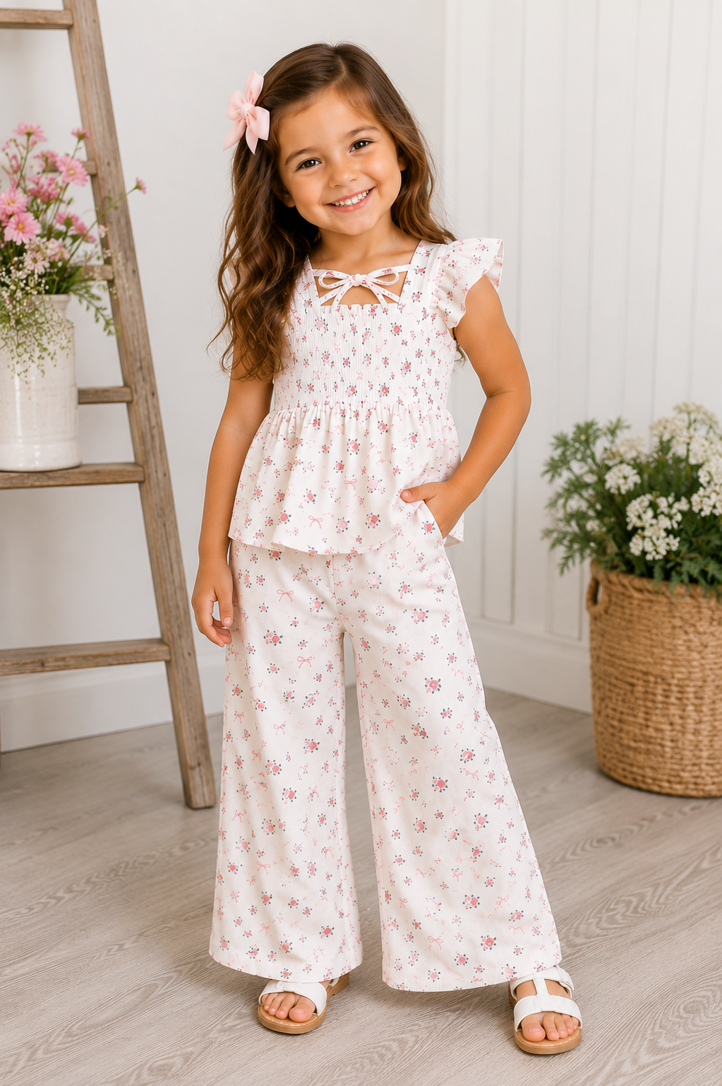 Smocked Floral Set