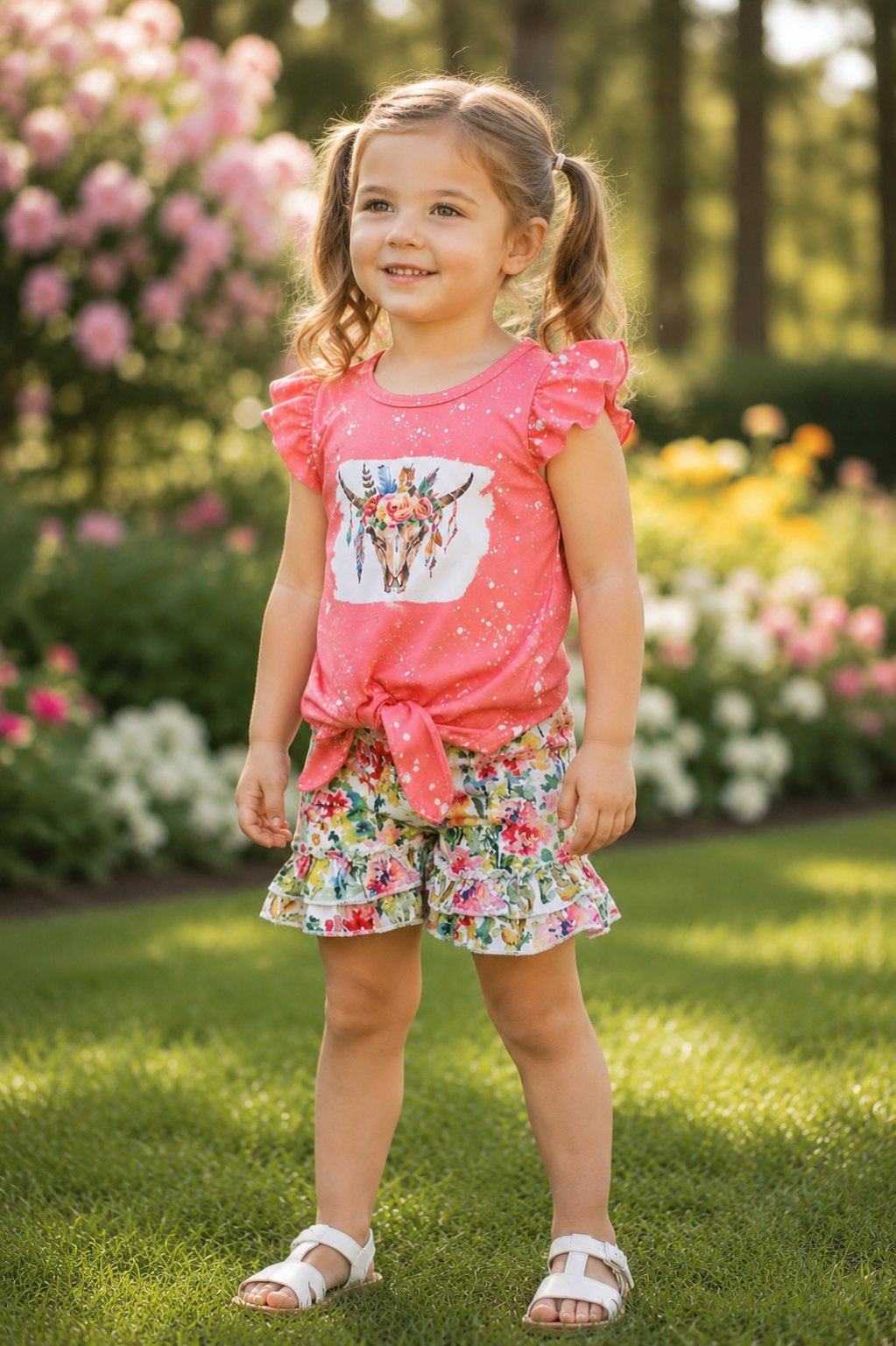 Cow Skull Floral Set