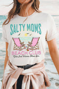 White "Salty Moms Beach Club" Short Sleeve Graphic Tee