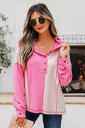 Waffle Floral Patchwork Pullover