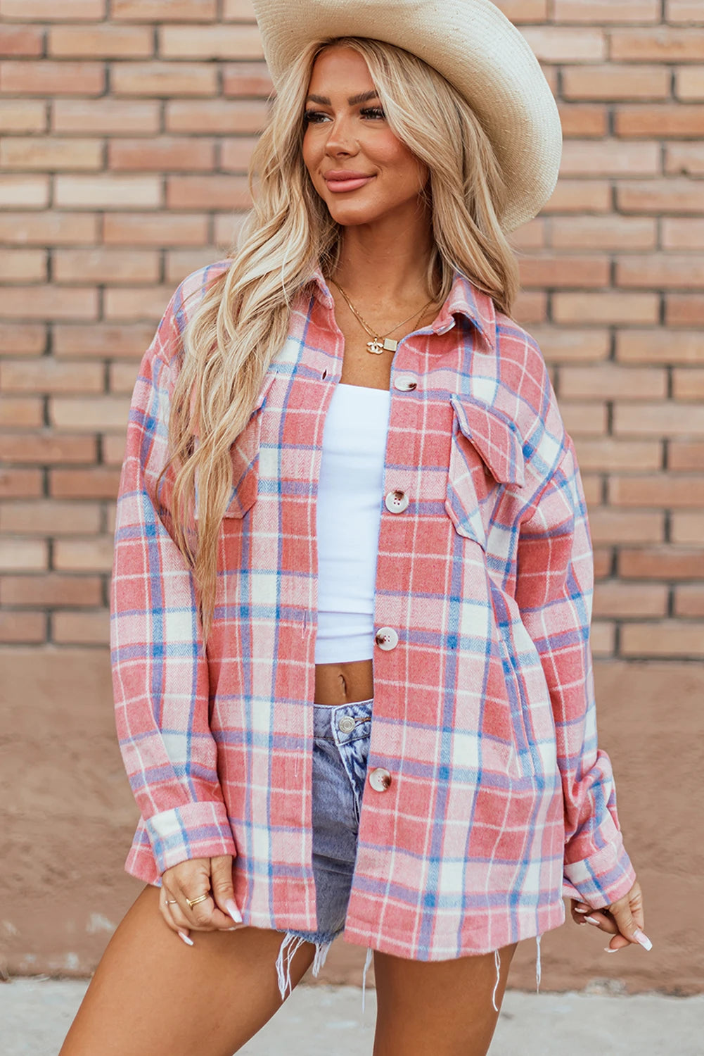 Pink Plaid Shacket